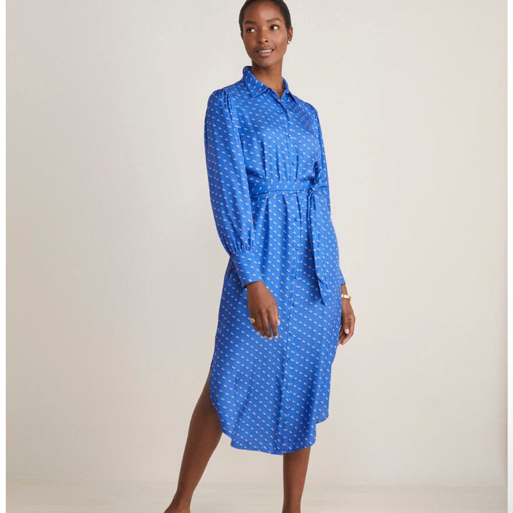 NWT Vineyard Vines Twill Silk Midi Shirtdress